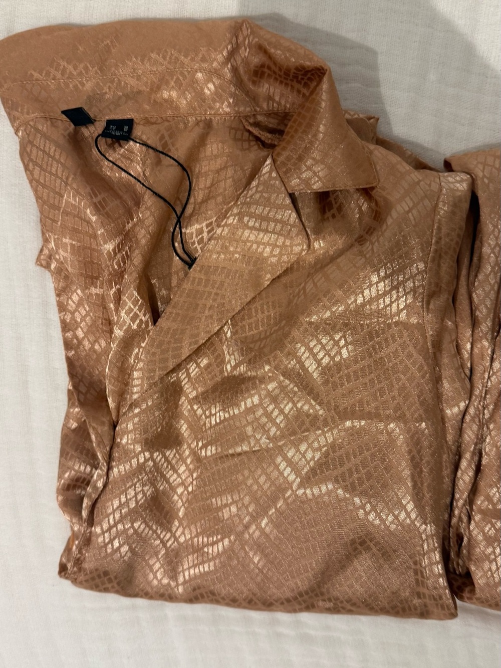 Vero Moda Metallic Bronze Satin Pajama Set